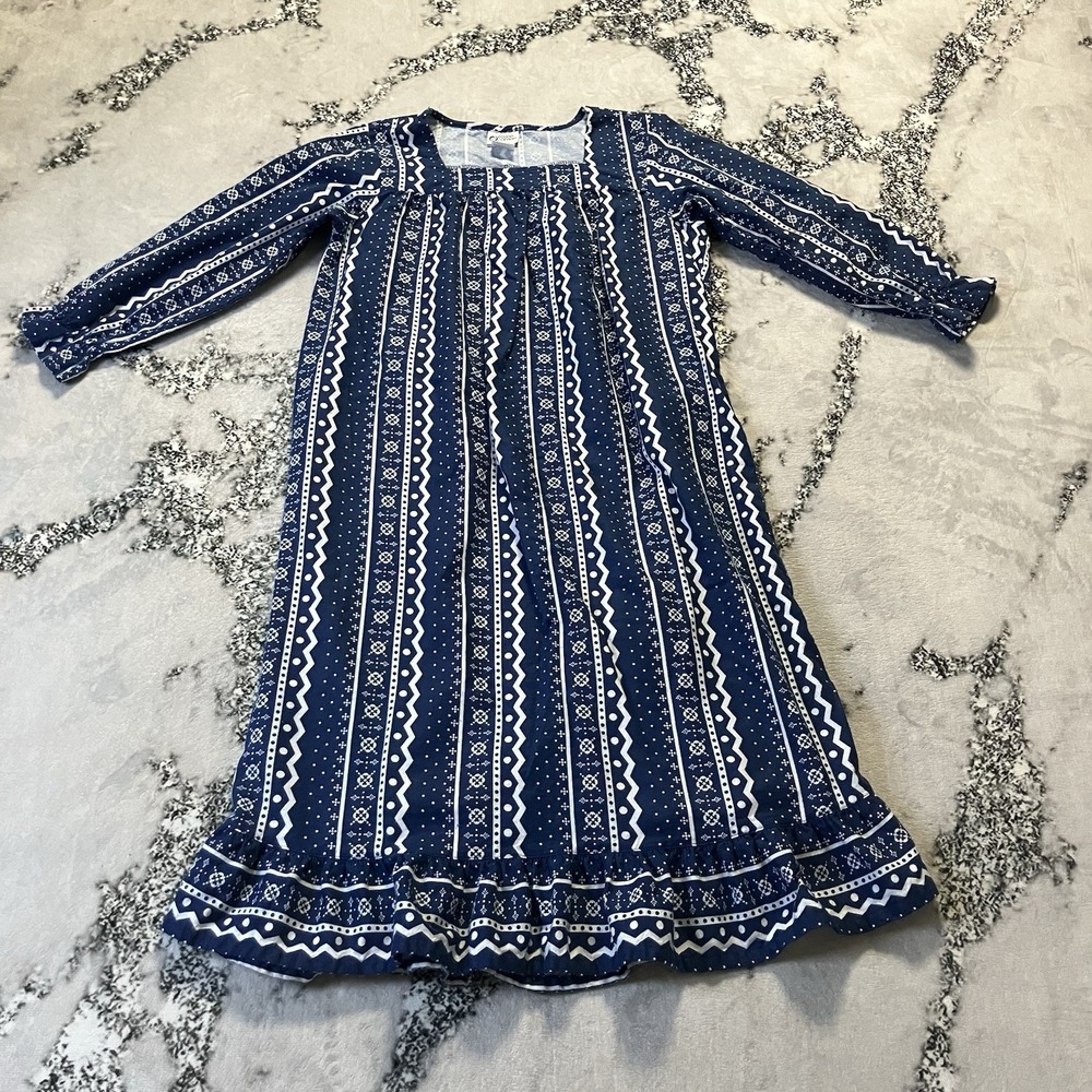 Cozee Corner Nightgown Sleep‎ Dress Womens Size Large Blue Printed Flannel